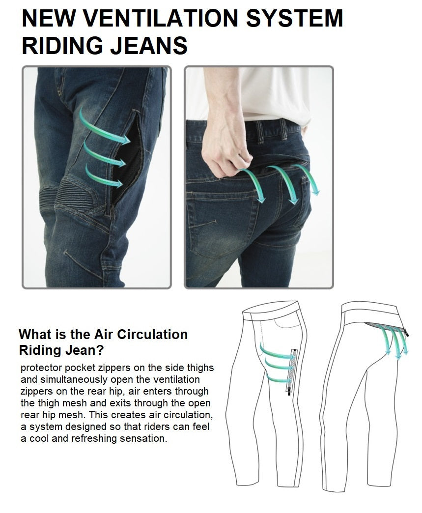[NEW 2025] Maxler MJ-1604-2 Air-Vent Motorcycle Riding Jeans - Kevlar® Lined (Slim Fit) - HDVD