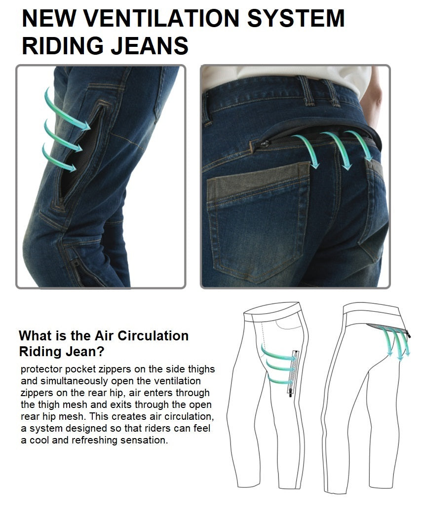 [NEW 2025] Maxler MJK-002-2 Air-Vent Riding Jeans - Kevlar® Lined & CE Armored (3D Straight Fit) - HDVD