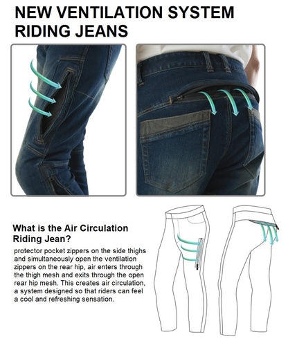 [NEW 2025] Maxler MJK-002-2 Air-Vent Riding Jeans - Kevlar® Lined & CE Armored (3D Straight Fit) - HDVD