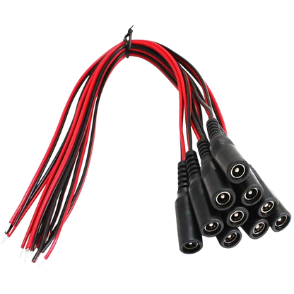 10 Pack DC Power Female Pigtail Connectors 2.1 x 5.5mm Copper 10 inch Length - HDVD