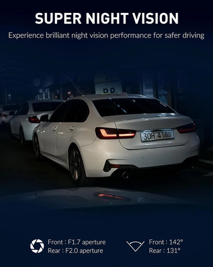 Car with 'Super Night Vision' feature highlighted in a dark setting