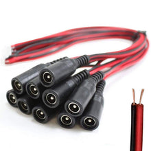 Load image into Gallery viewer, 10 Pack DC Power Female Pigtail Connectors 2.1 x 5.5mm Copper 10 inch Length
