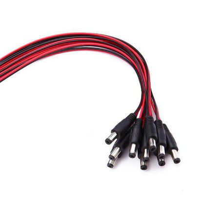 10 Pack DC Power Male Pigtail Connectors 2.1 x 5.5mm Copper 10 inch Length - HDVD